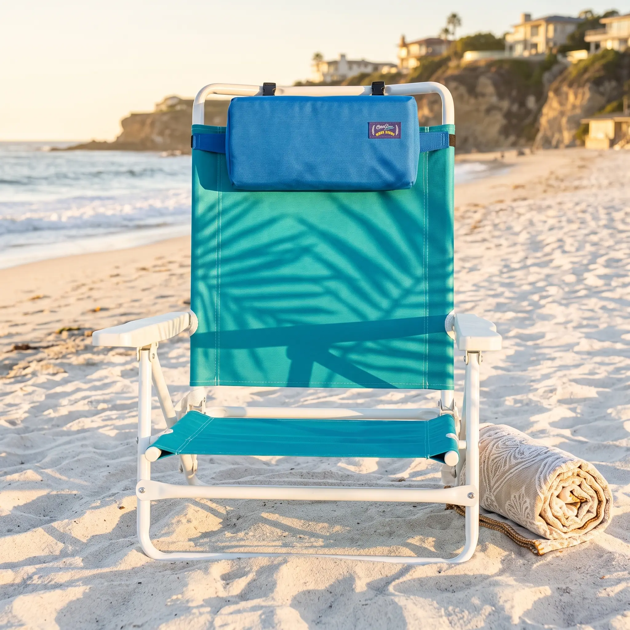 Sunflow 3-in-1 Beach Chair Pillow & Lumbar Support Cushion, Universal Headrest for Beach Chairs, Non-Inflatable Quick Dry Neck Back Support for Camping, Beach, Outdoor Chairs Adjustable Lightweight Ergonomic Travel