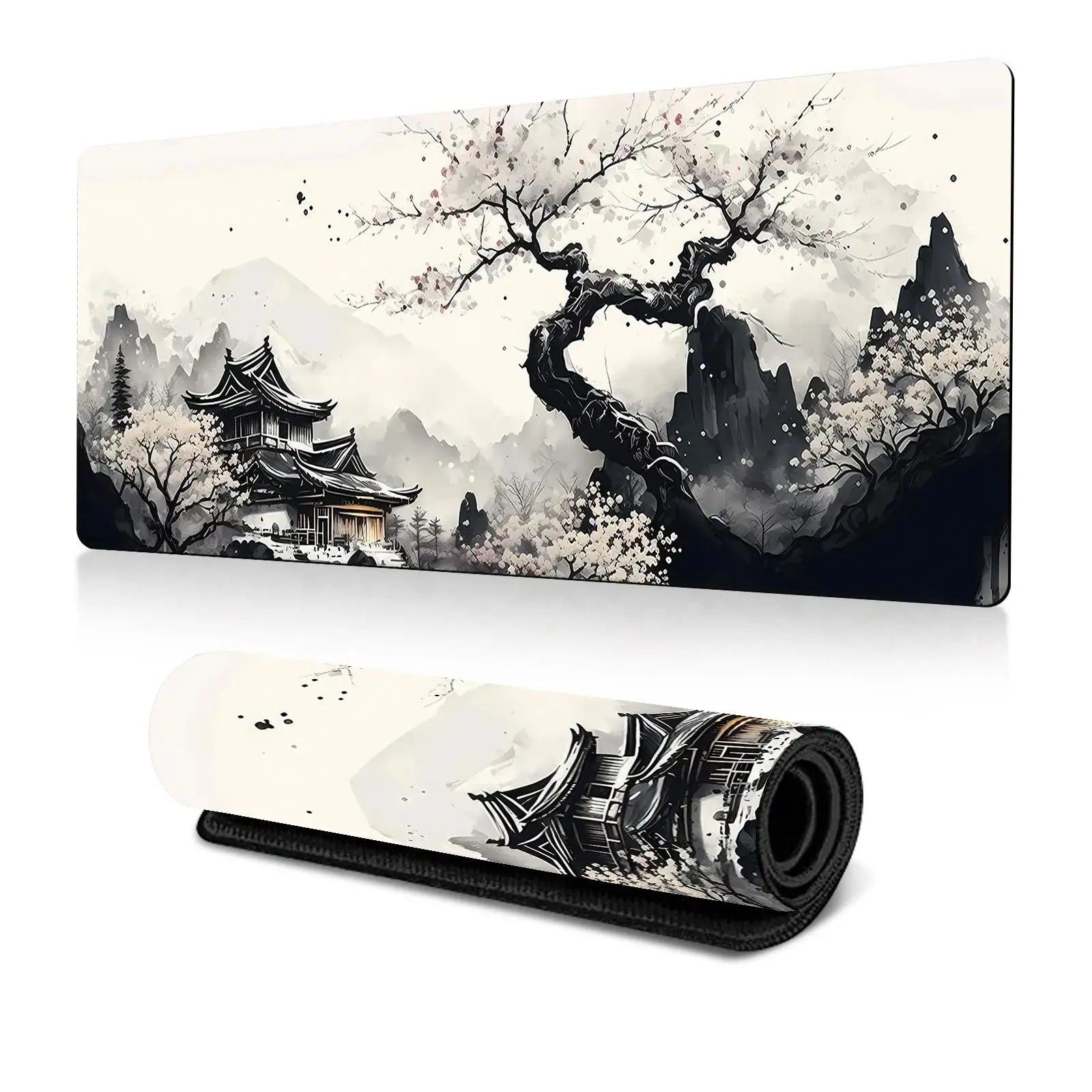 Ancient Outdoor Landscape Pattern Extended Mouse Pad, 1 Count Rectangle Gaming Mouse Pad, Office Desk Decorative Keyboard Mat For Home Office Desk