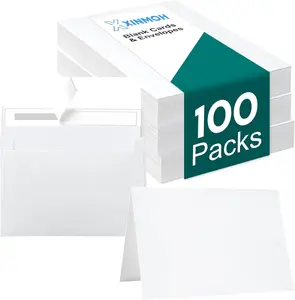 100 Pack White Blank Cards and 100 Pack Envelopes 4x6, Note Greeting Cards and Envelopes Set, Folded Cardstock with Self-Seal Envelope for DIY Greeting Thank you Cards, Invitations in All Occasions