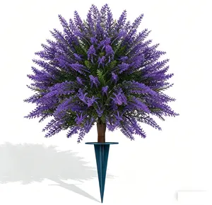 No Water, No Fuss! UV Resistant Artificial LavenderBush for Year-Round Purple Blooms