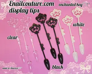 display tips, enchanted key ! (Nail Tips Sticks Nail Color Display Tips Transparent, white, black Nail Art Practice Sticks)