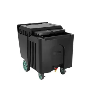 VEVOR Commercial Ice Bin, 125 lbs Portable Ice Caddy, 31.5 x 22.8 x 29 inch Insulated Ice Carrier with 4 Wheels and Sliding Lid, Large Ice Bin for Catering, Kitchens, Bistros, Restaurants, and Bars