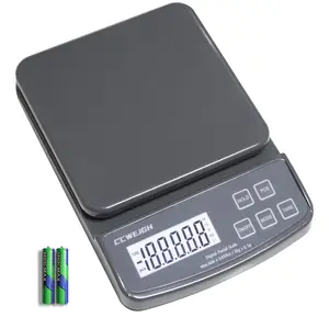 High Precision 6.6lbs 3kg/0.1g Postal Food Scale Portable Shipping Scale for Kitchen Packages Small Business Jewelry with Hold Tare PCS Batteries Included Grey