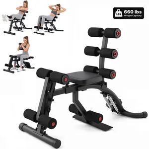 OPPSDECOR Ab Machine & Deep Squat Machine, Multifunctional Core & Leg Trainer, Adjustable Resistance, 485 lbs Weight Capacity, Ab Workout Bench for Home Gym, Men & Women
