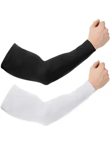 2 Pairs Men's Compression Arm Sleeves, Sun Protection Sleeves, Fitted Design, Thin Fabric, All Season Use, Casual Style, Work & Outdoor Activities, Sports Arm Sleeve