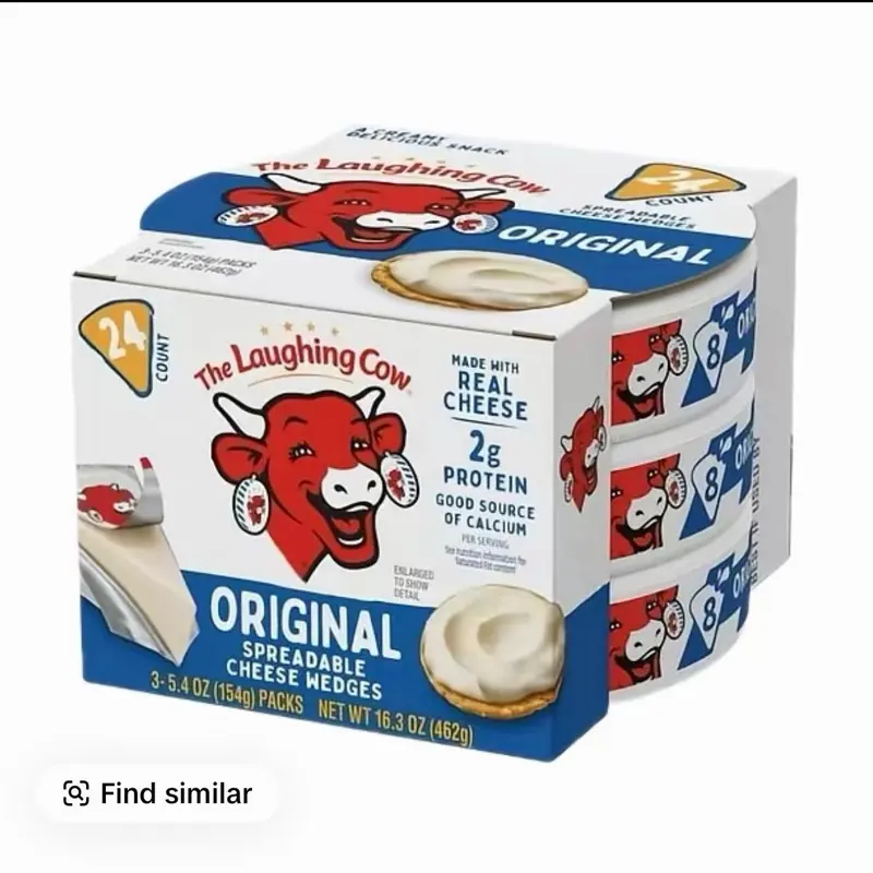 The Laughing Cow Original Milk Flavor Cream Cheese, 24-Count Refrigerated Dairy Product for Baking, Saturated Fat Free, Bake, Saturated Fat Free Cheese & Cheese Powder