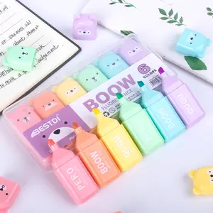 Cute Bear Design Highlighter Pen, 6 Counts/set Mini Colorful Highlighter Pen, Writing Pen for Students, School, Office, Home