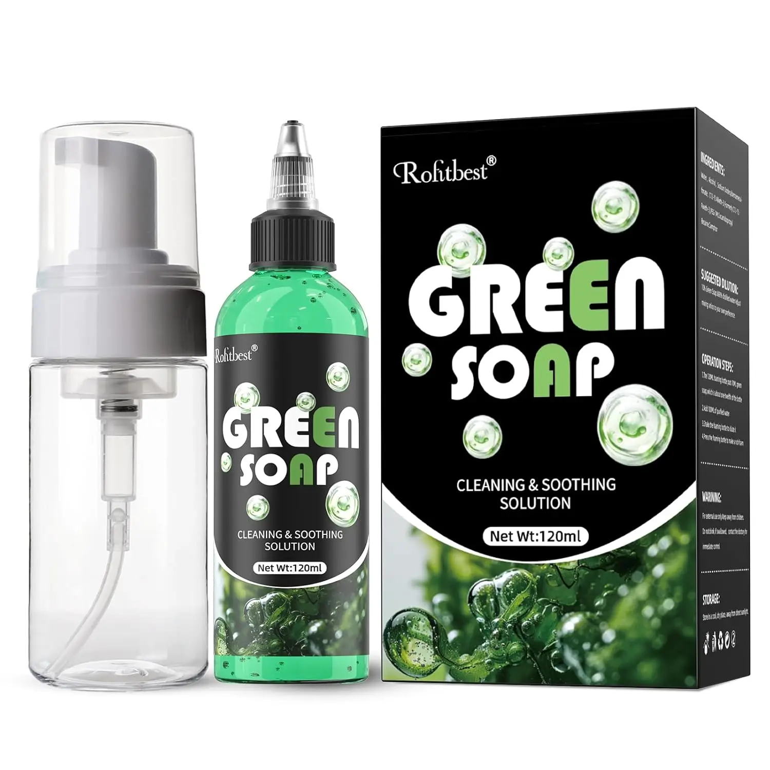 Green Tattoo Soap 4OZ with Foaming Bottle 120ml, Tattoo Supplies for Tattoos Piercings