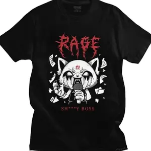 Aggretsuko Rage Graphic T-Shirt - Funny Office Work Life Balance Tee - Shy Boss Metal Anime Shirt - Relatable Corporate Humor Apparel