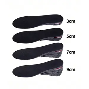 Invisible Height Increase Shoe Insoles, Air Cushioned Shock Absorption, Shock Absorbing Insoles, Removable Breathable Inserts, Unisex Sizes 35-44, Adjustable Heel Heights