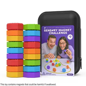 18pcs Magnetic Chess Game with String Textured Soft Silicone Covered Magnets Sensory Toys Strategy Battle Game for Stress Relief For ADHD Anxiety Travel Family Toys for Kids & Adults Sensory Bundle