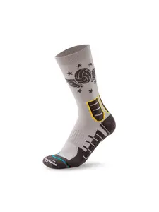 1 Pair Competition Volleyball & Handball Sports Socks Unisex - Ergonomic L/R Ankle Protection & Dynamic Arch Lock, Seamless Blister-Free with Cushioned Grip, Moisture-Wicking (Mid-Crew, Gray, EU39-44)