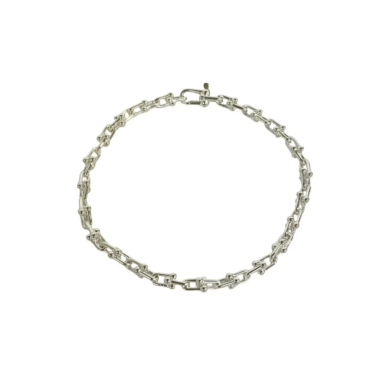 Pre-owned Tiffany & Co. Sterling Silver 925 (Ag925) Small Leather Goods Tiffany HardWear Silver Bracelet