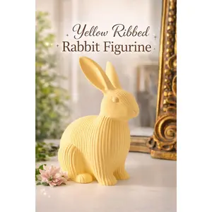 Ribbed Bunny Sculpture – 3D Printed Rabbit Decor – Modern Minimalist Easter Home Accent