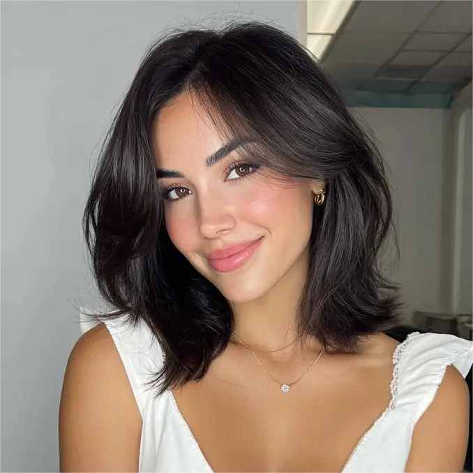 SMILCO/8Inch Dark Brown Hybrid 1.5*6 Lace Front Short Curly Synthetic Wig/SM1681