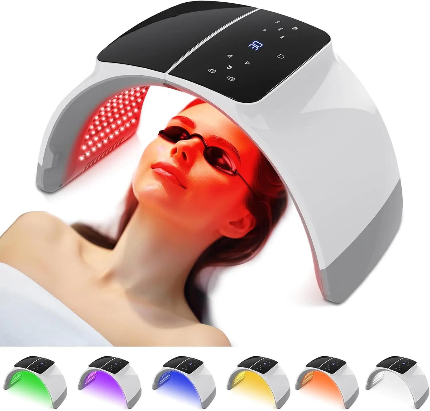 SERFORY FDA Cleared G3 Foldable LED Red Light Therapy Mask - Galvanic Facial Beauty Tool, 4 Modes, Touchscreen, Red/Infrared/Blue Light, 7.7 lbs, Single Unit, Gift for Friends, Relaxing Skin Care (Acne, Wrinkle Reduction)