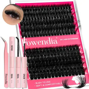 80D-100D Fluffy D Curl Lash Clusters Kit – DIY Eyelash Extension Kit with 10-18mm Individual Lashes, Waterproof Lash Bond & Seal, Applicator, Thick False Lashes