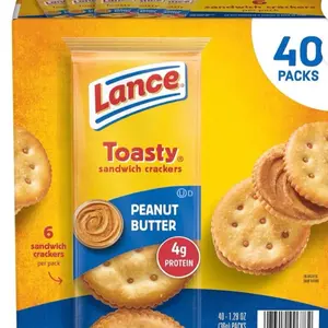 Toasty Peanut Butter Sandwich Crackers 1.29 oz 40 Pack Snack Food