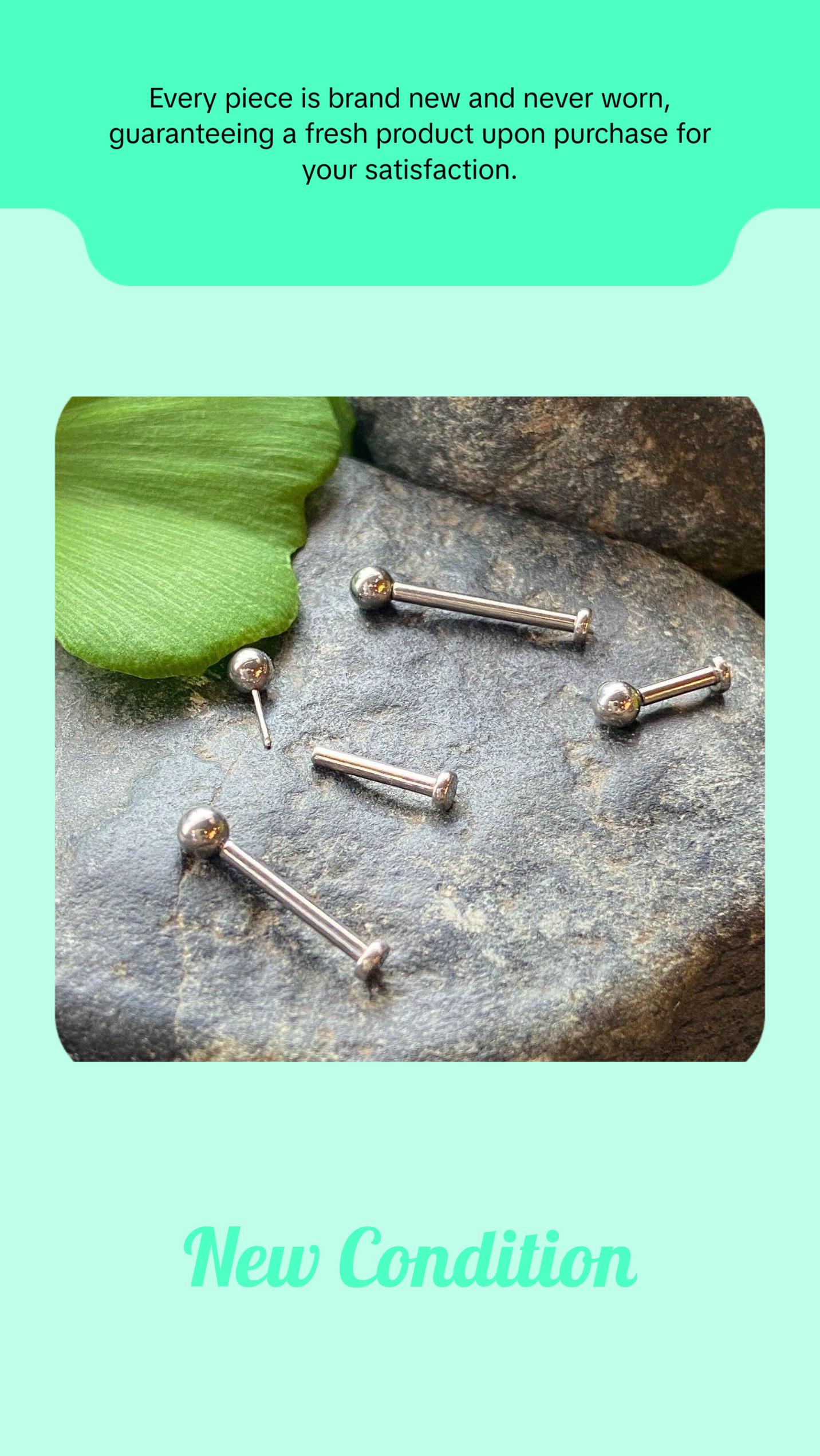 1pc Titanium Push In Ball Labret Threadless Stud Lip Ring Helix Ear Cartilage