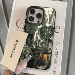 [Creative Monstera Case] Creative Monstera Phone Case |   Matte Soft Concave Convex Texture UV Printing |   360 Protection for iPhone 13 14 15 16 11