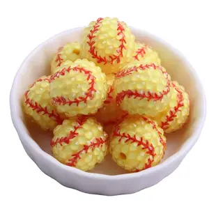 Softball 20mm Rhinestone Beads Set of 5