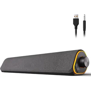 L-ADE002   R50 Bluetooth Computer Speakers, 3.5mm PC Sound Bar for Desktop Monitor, Wired USB Powered & Colorful LED Lights with Switch Button, Surround Sound Soundbar PC Spearkers for Computer