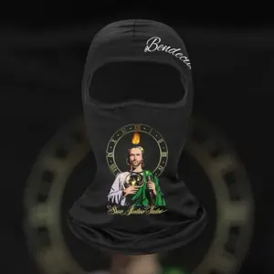 Bendecido Saint Jude Mask for Off Roading Black Design with Unique Pattern and Text Ideal for Outdoor Adventures
