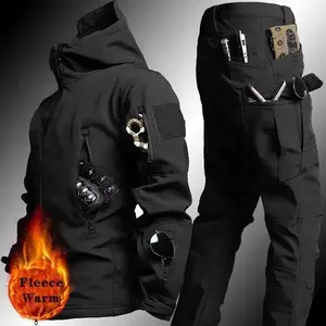 NewMen'sWinterJacketTacticalSetsFleecedWindproofWaterproofPaddingSuitsUniformPocketsCamo Menswear Coats