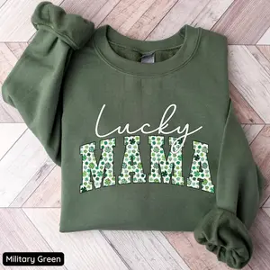 Lucky Mama Sweatshirt, St. Patrick's Day Sweatshirt, Shamrock Sweatshirt, St. Patricks Day Crewneck, New Mom Sweatshirt, Mom Gift, Lucky Top