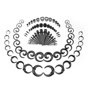 Ear Stretching Kit 84 Spiral Taper Gauges Heart Tunnels Plugs Expander Sets14g-00g Body For Ears
