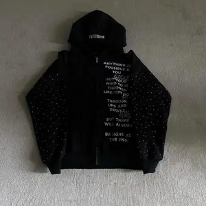 Men’s oversized zip-up hoodie with American fashion embroidery, a flash diamond design, and a gothic Y2K Harajuku casual aesthetic — Joker sweatshirt