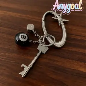 Anygoal Star Carabiner Keychain, Silver Metal Snap Hook,Keychain for Bags  Trendy Y2K Style Key Clip,  Trendy Fashion Accessory Durable Heavy Duty Key Buckle, Lightweight Fashion Bag Charm Accessory for Daily Use