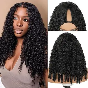 [BB Face] Burmese Curly V-Part Human Hair Wig Glueless Wig For Black Women 180% Density With Drawstring No Lace Seamless Wig Beginner Friendly