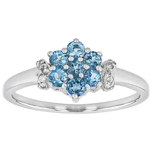 JTV Blue Ofiki Nigerian Aquamarine Rhodium Over Sterling Silver Ring 0.41ctw