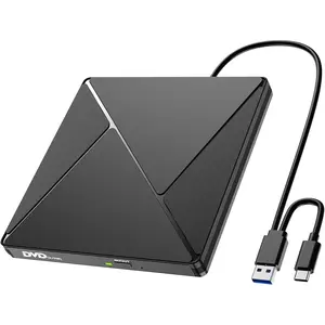 P-SID04   DVD Player for Laptop, External CD Drive for Mac, USB 3.0 USB C Portable CD Burner External Disk Drive, DVD Reader Writer ROM Drive Compatible with Laptop Desktop Mac,Windows 10/8/7 Linux