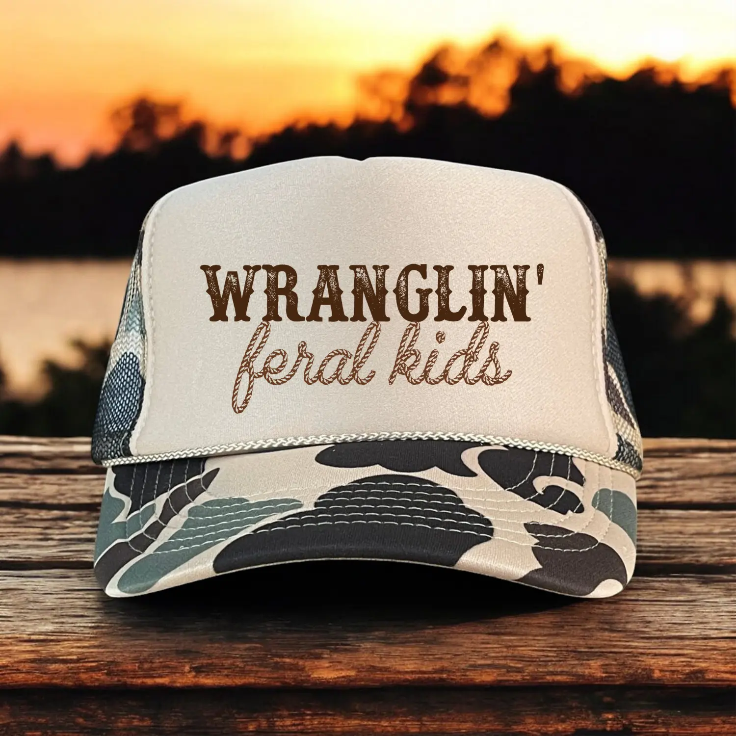 Wranglin' Feral Kids Funny Mom Classic Foam Trucker Hat Breathable Mesh Caps Adjustable Outdoor Cap