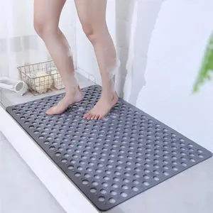 Bathroom Non-slip Mat with Suction Cup, 43x75cm Bath Mat, Round Hole Design Shower Mat, Bathroom Massage Ring, Suitable for Shower Floor Safety, RV and Home Use