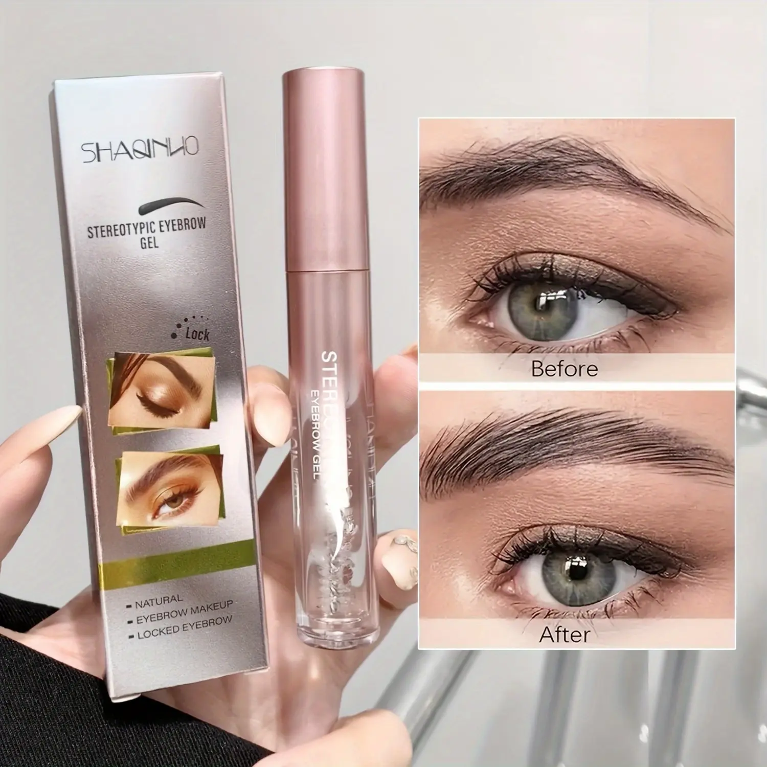Three-dimensional shaping eyebrow gel, 3D transparent eyebrow shaping gel, Eyebrow Liquid, Clear eyebrow gel, Eyebrow Styling Gel, lightweight watery texture, fixes eyebrow makeup, naturally defines each hair, shapes eyebrows, long-lasting makeup