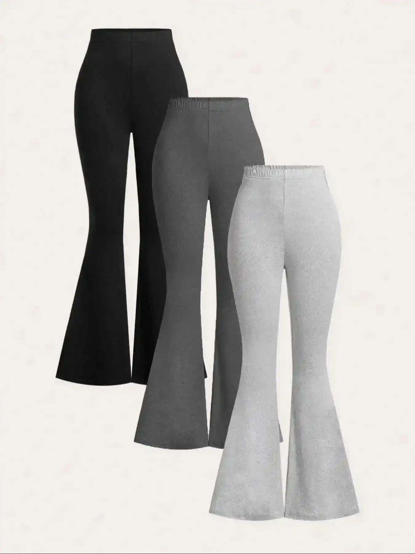 Women's Solid High Waist Flare Leg Pants, Casual Comfy Elastic Flared Bell Bottom Trousers for Spring & Fall, Bottoms Daily Wear, Style Essential, Styling Essential, Aesthetic, Summer Essential, Snug Fit