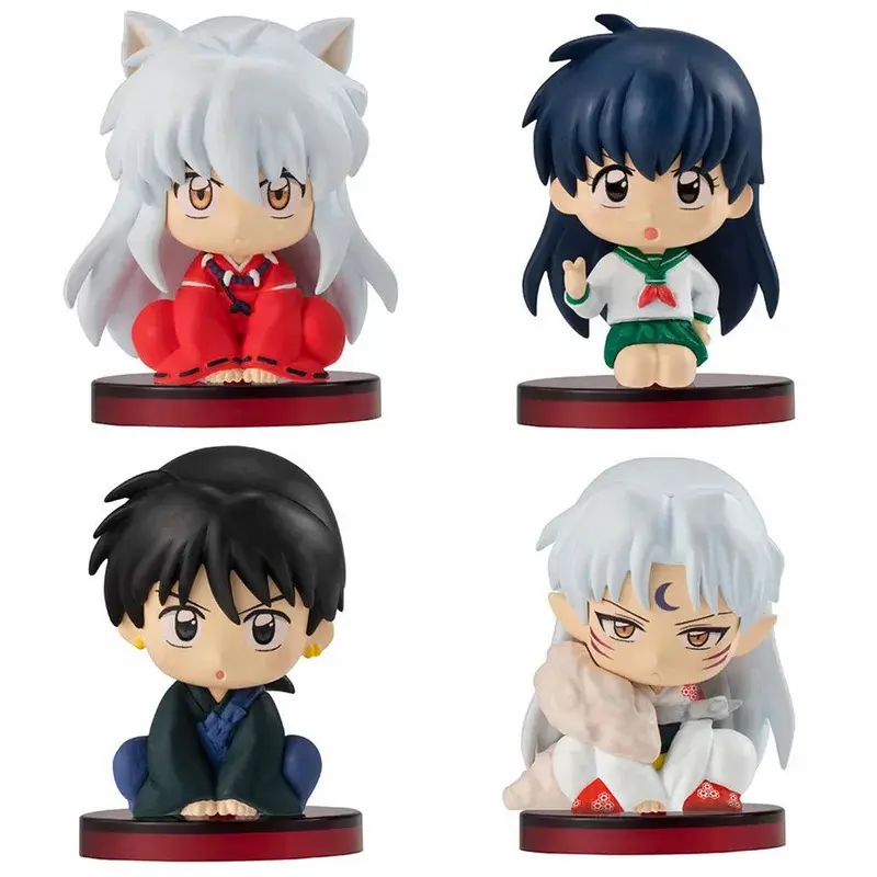 4pcs Anime Inuyasha Kawaii Chibi Figurine Action Figures - 5cm Whimsical Cute Collectible Figurine Dolls for Toys & Hobbies Classic Novelty Collection, Themed Figure, Figurines Collectibles