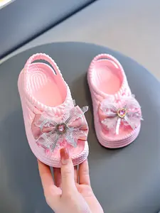 Girls' Summer Sandals, Hollow Out Breathable Butterfly Knot Decor, Anti-Slip Soft Sole, Kids Beach Shoes, Comfortable and Stylish