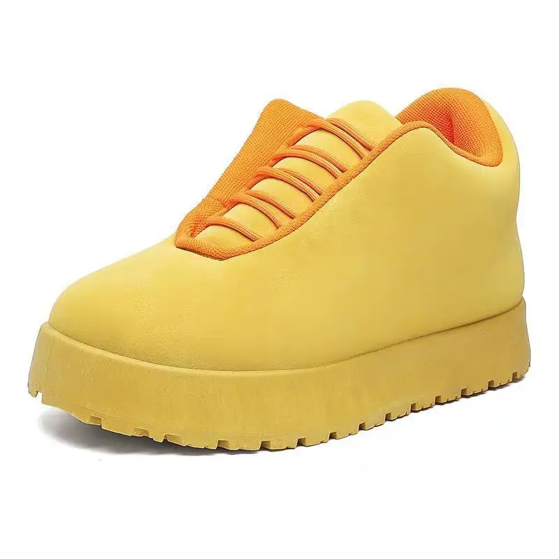 New solid color fashionable board shoes, low cut lace up design, anti slip and wear-resistant sole