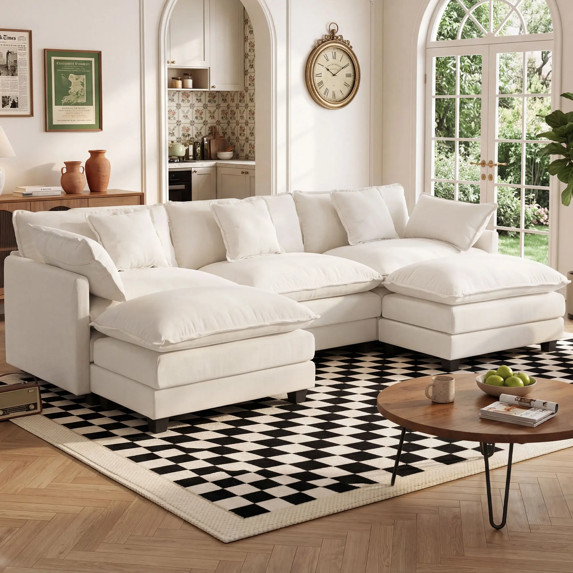 GuroMagicSofa 76.7-146.5 Inch Modular Couch Sectionals with Ottoman, Big Comfy Cloud Couches, L/U Shaped 2-6 Seats Modular Sectional Sofa, Modern Cloud Sectional Couches for Living Room, Deep Seat Sofa Cozy Sofa Contemporary Upholstered