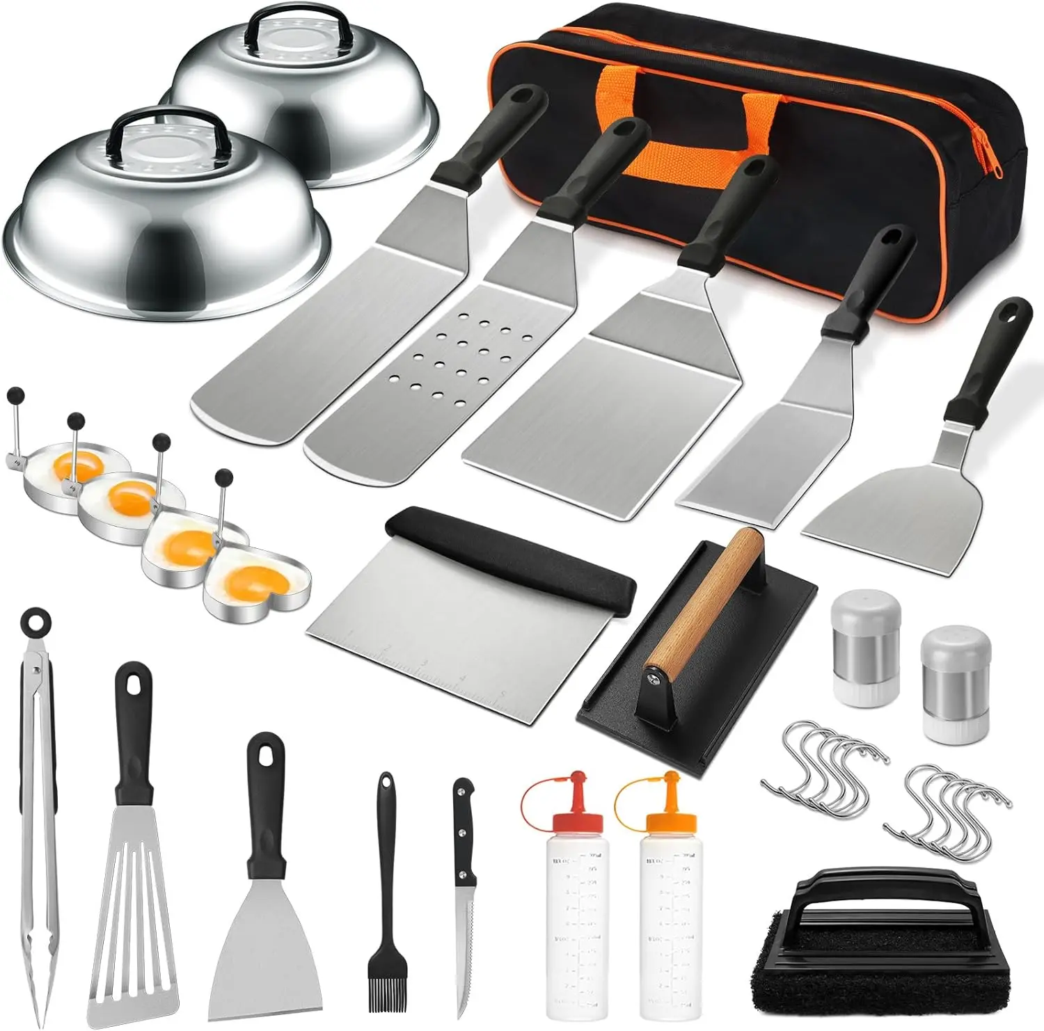 35 count Griddle Accessories Kit, Flat Top Grill Accessories Set for Blackstone and Camp Chef, Grill Spatula Set with Enlarged Spatulas, Basting Cover, Scraper for Outdoor Barbecue