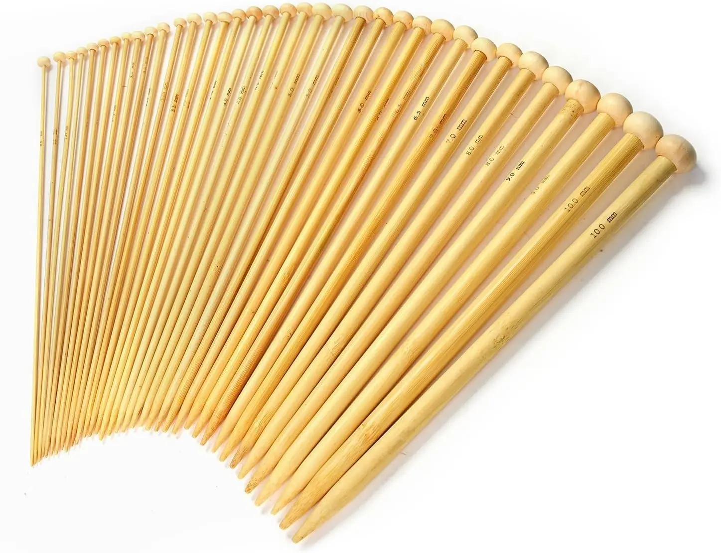 LIHAO 36 PCS Bamboo Knitting Needles Set | 18 Sizes, 2.0mm to 10.0mm Range Gift