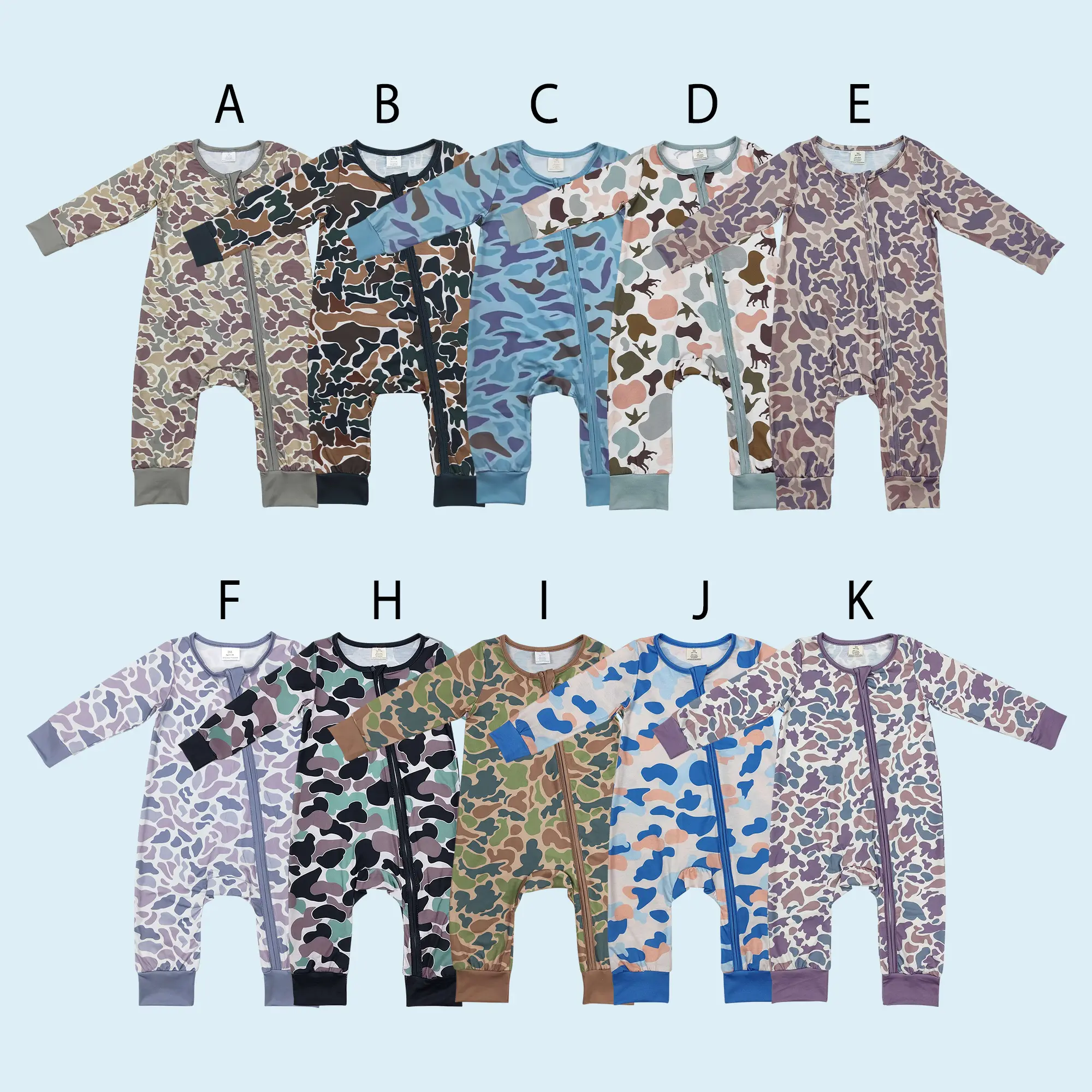 Camouflage print toddle baby kids long sleeve romper