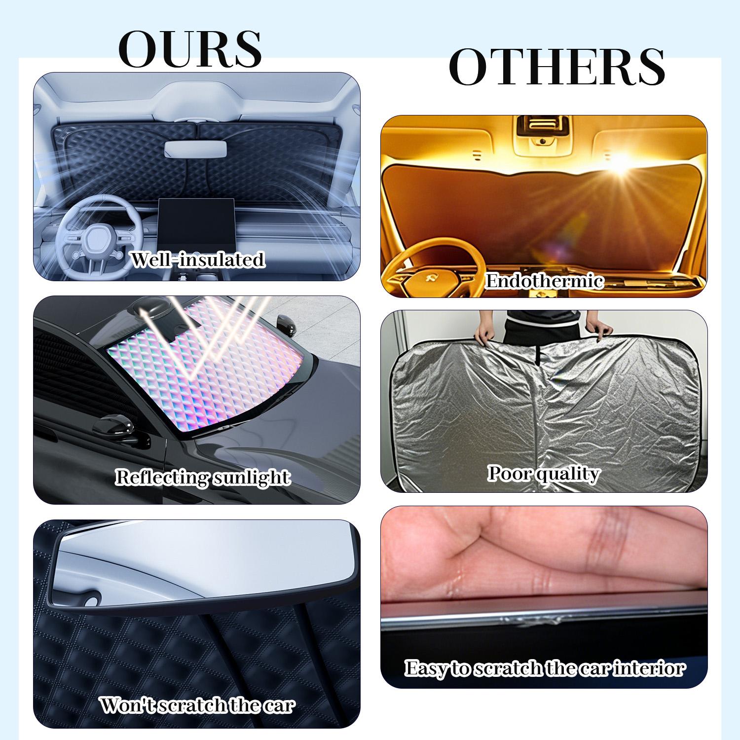 Foldable Car Sun Shade Umbrella for Windshield, UV & Heat Reflector, Keeps Sedan/SUV Cool