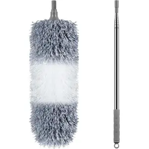 Microfiber  Duster, 110 Inch Extendable Telescoping Pole Duster with Bendable Washable , Long Handle Cleaning Duster for Ceiling Fan, High Ceiling, Blinds, Furniture and (Gray)
