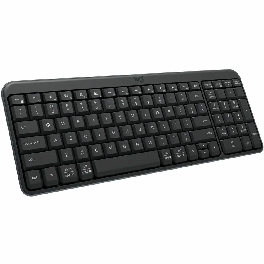 Logitech K250 Bluetooth Keyboard with Numpad Easy Connectivity Compact Wireless Keyboard made with Recycled Plastic Spill-Resistant comfortable Keys Graphite