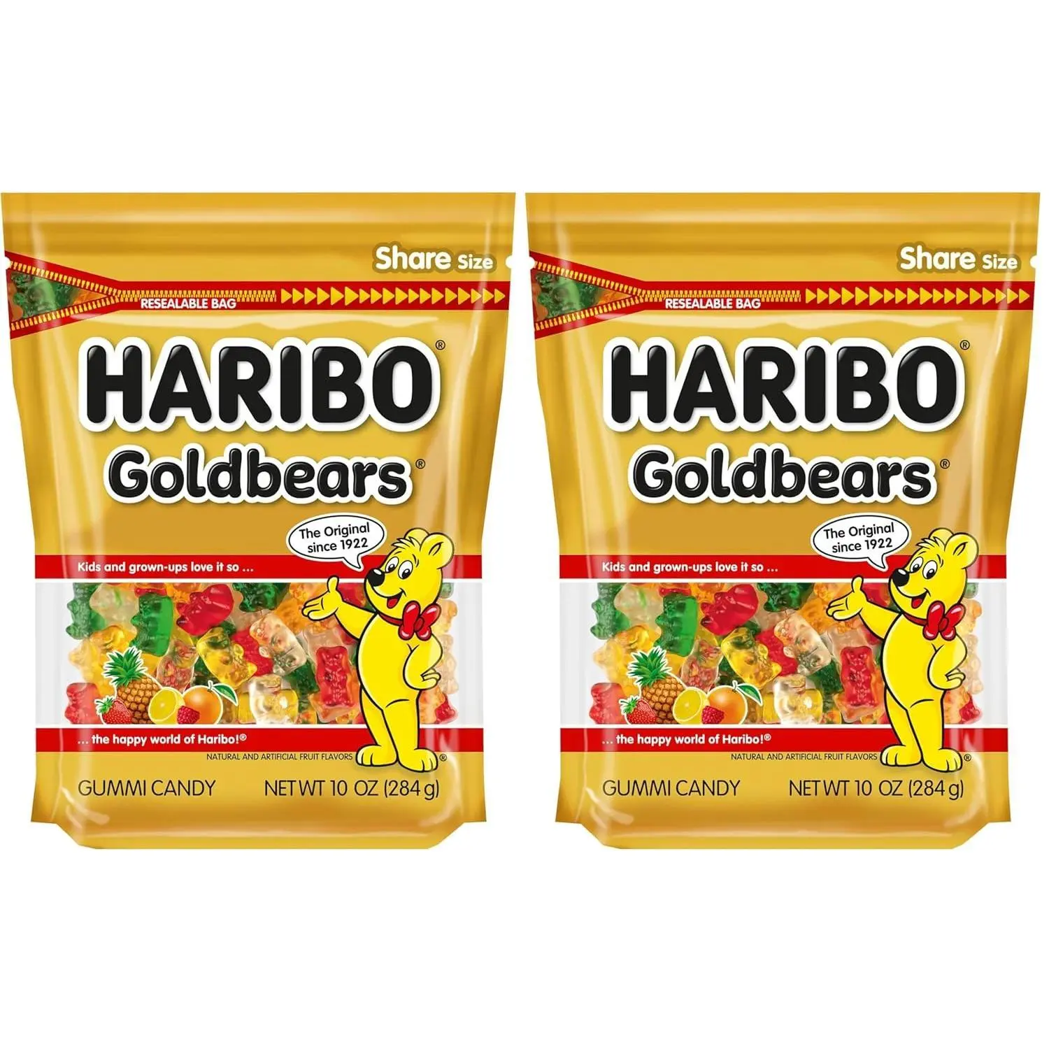 HARIBO Goldbears Gummi Candy - Resealable 10 oz. Bag (Pack of 2)
